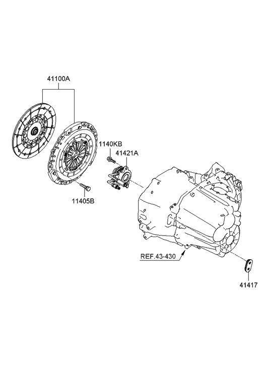 Hyundai 41200-24300 Disc & Clutch Cover Assembly