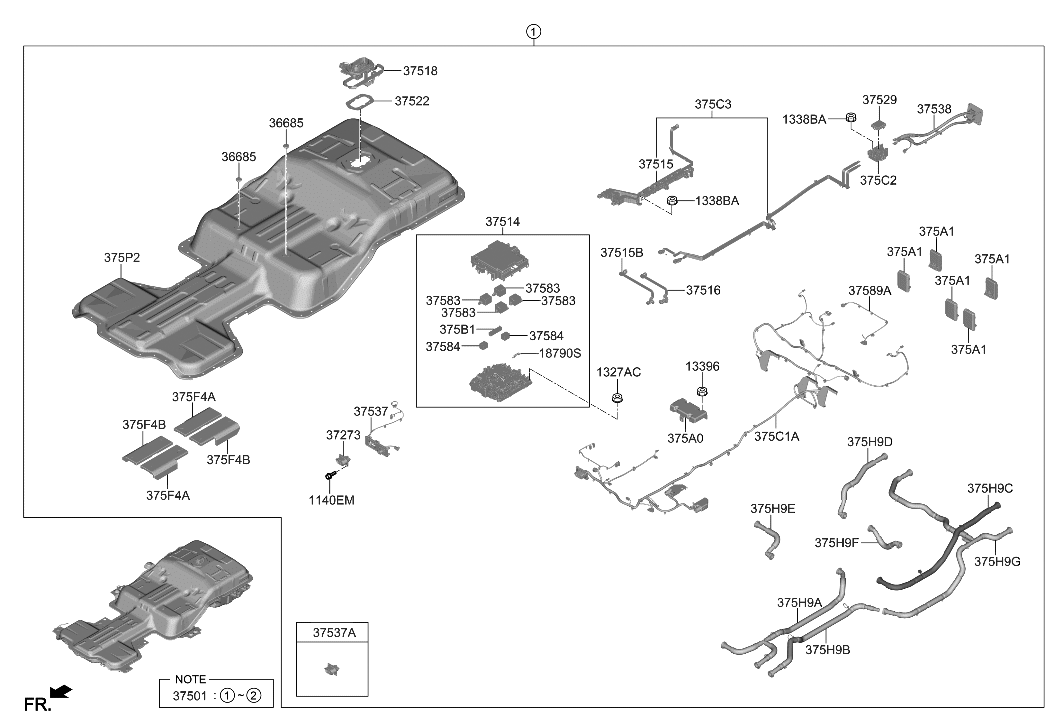 Hyundai 375H9-G7560 Tube Assembly-Battery Pack RR Ctr