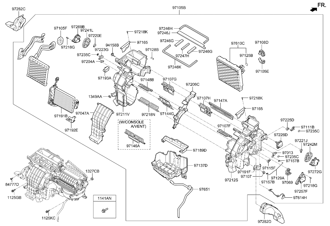Hyundai 97205-G7110 Heater & Evaporator Assembly