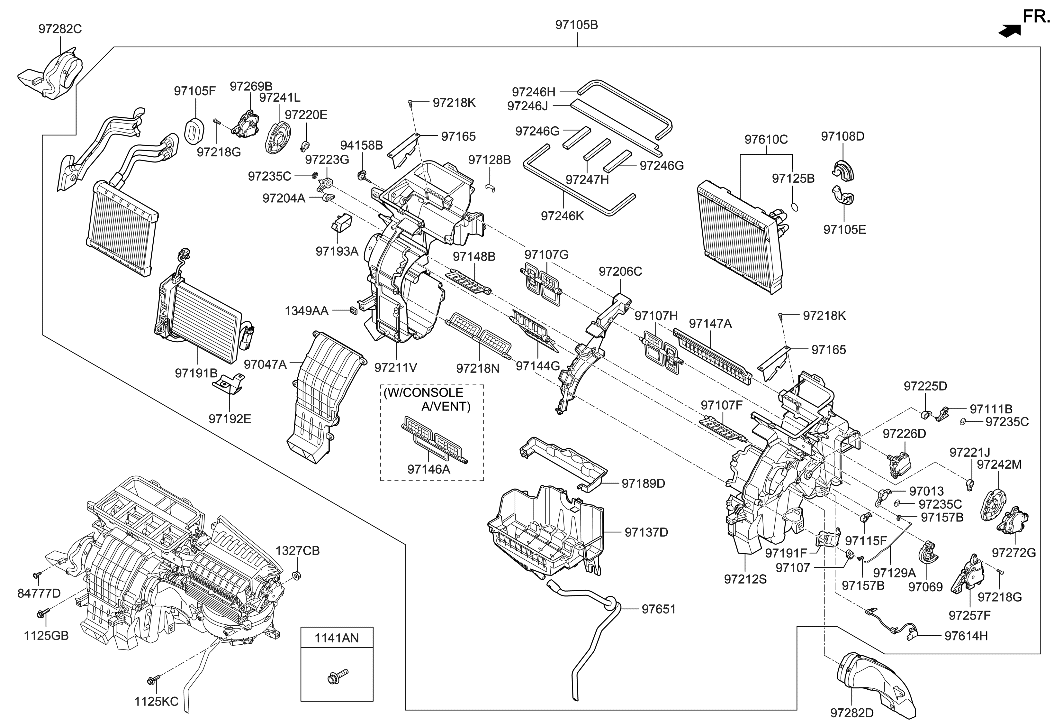 Hyundai 97205-G7101 HEATER & EVAPORATOR ASSY