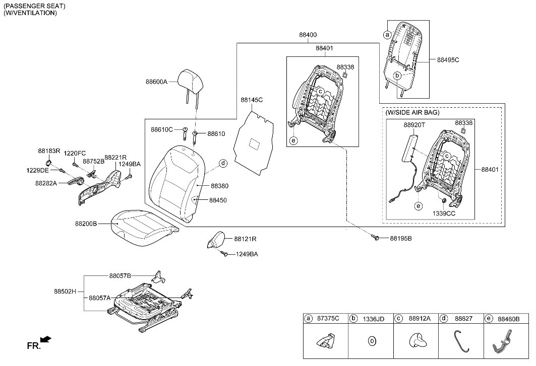 88400G7265WSJ Genuine Hyundai Back AssemblyFR Seat,RH