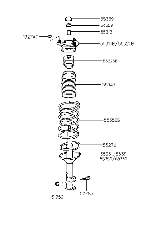 Hyundai 55351-27140 Rear Left-Hand Shock Absorber Assembly