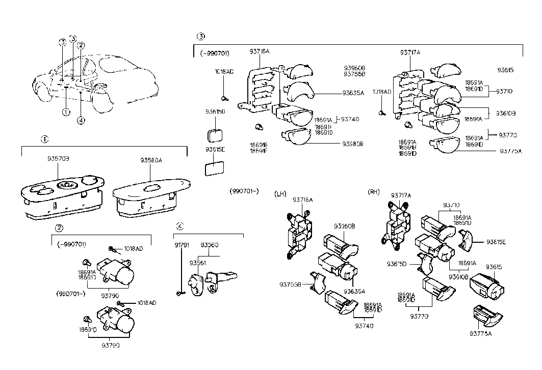 Hyundai 93635-27500 BLANKING-HEADLAMP Washer Switch