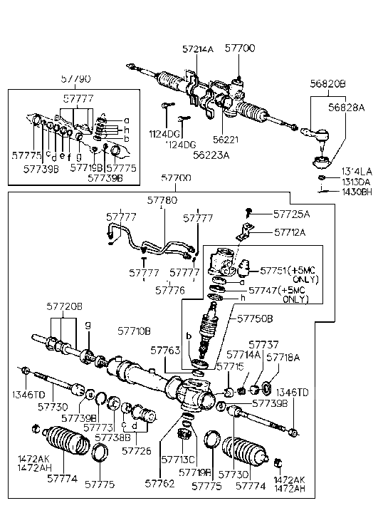 Hyundai 57710-27100 Gear & Linkage Assembly-Power Steering