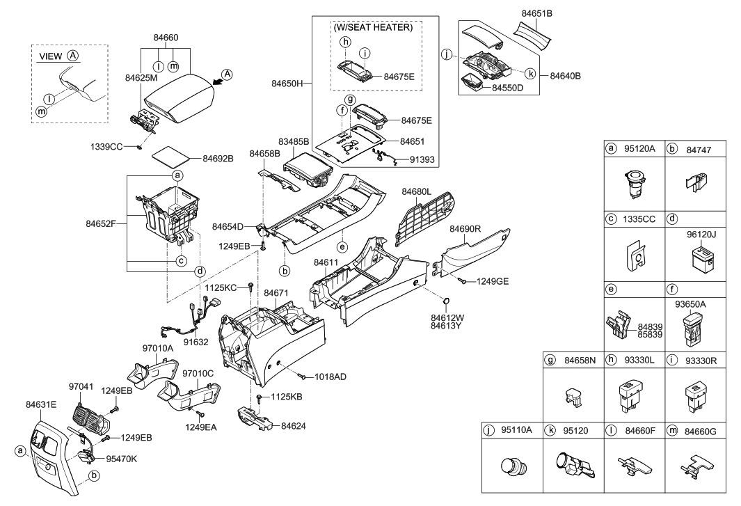 Hyundai 84650-3L640-3G Upper Cover Assembly-Floor Console