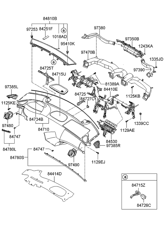 Hyundai 84790-3L000-2N Garnish Assembly-Crash Pad Center,RH