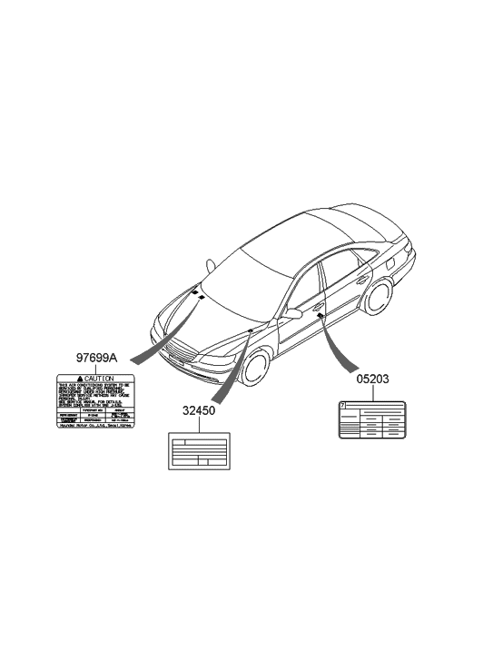 Hyundai 05203-3L060 Label-Tire Pressure