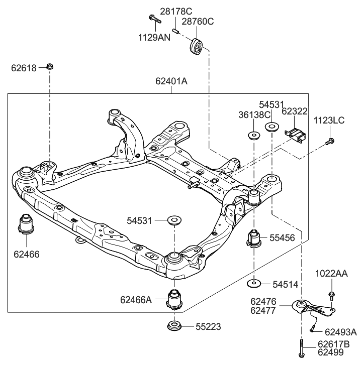 Hyundai 62405-3L301 Crossmember Complete