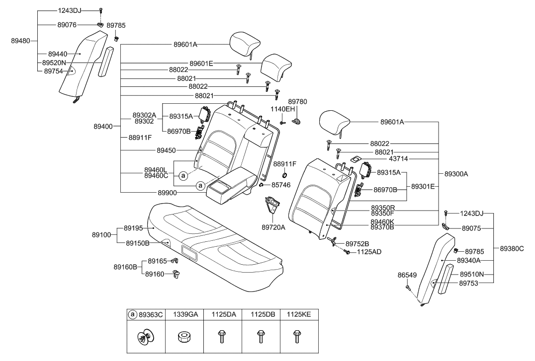 Hyundai 89300-3L313-B9V Back Assembly-Rear Seat LH