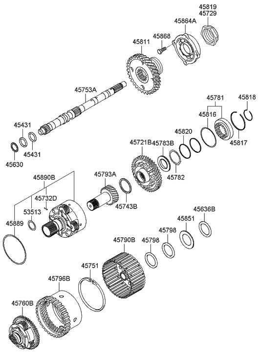 Hyundai 45793-3A700 Gear Assembly-Under Drive Sun