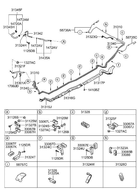 Hyundai 31316-3L000 Center Prot-Plastic Fuel Line