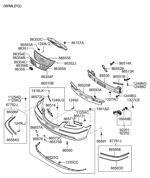 Hyundai 86582-3L700 Moulding Assembly-Front Bumper,RH