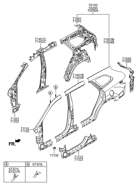 Hyundai 71402-B8B00 Pillar Assembly-Center Outer,RH