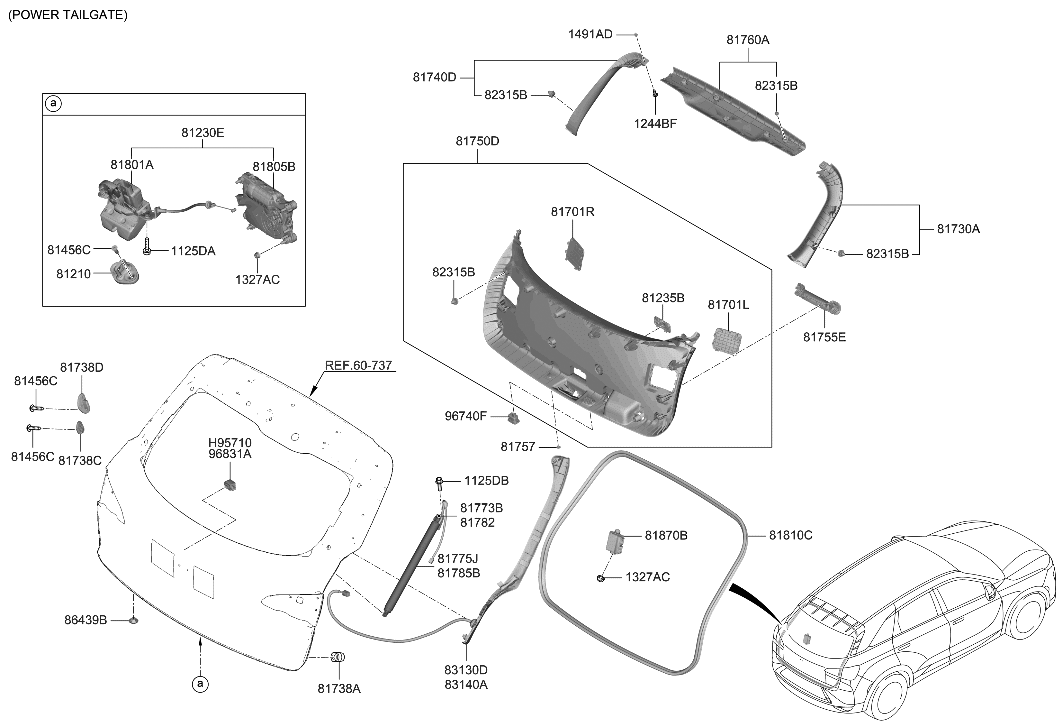 Hyundai 81801-M5100 LATCH SUB ASSY-POWER TAILGATE