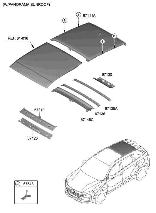 Hyundai 67123-M5050 Rail Assembly-Roof Ctr, NO.2