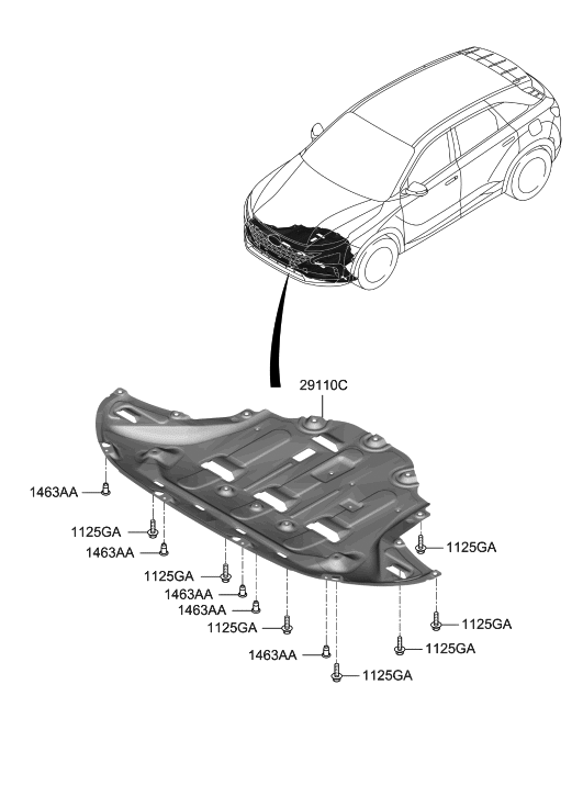 Hyundai 29110-M5000 Panel Assembly-Under Cover