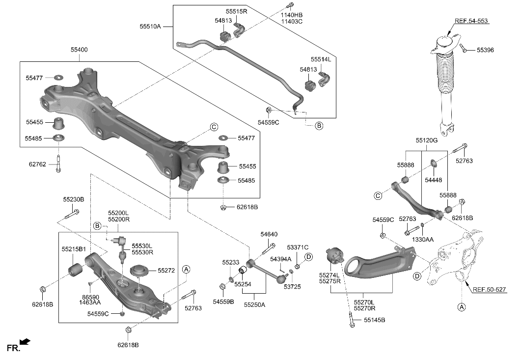 Hyundai 55405-M5000 CROSSMEMBER COMPL