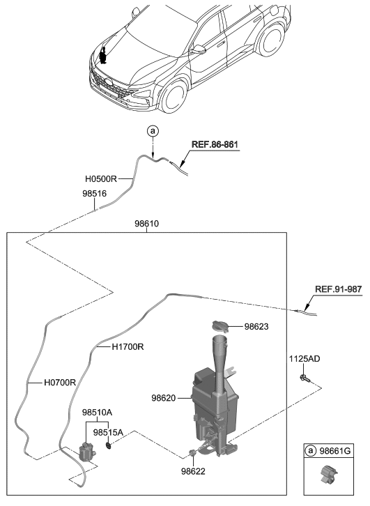 Hyundai 98610-M5000 Reservoir & Pump Assembly-Washer