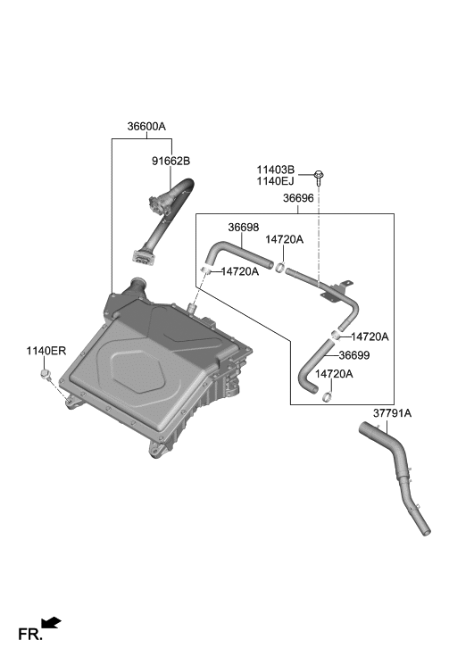 Hyundai 36698-0E060 Hose-Inverter In,A