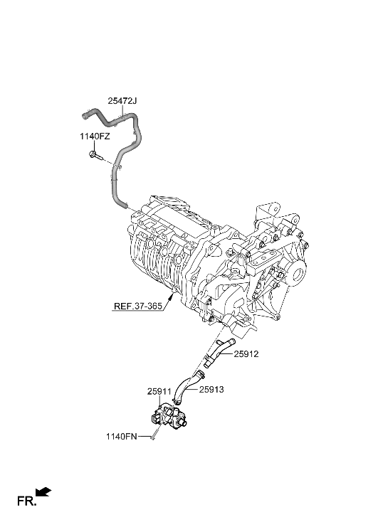 Hyundai 25913-M5000 Hose-Device Cooling Pump