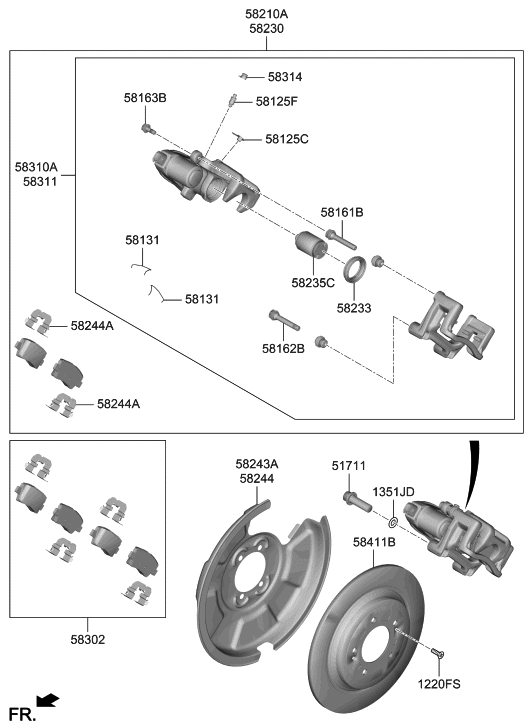 Hyundai 58302-G0A50 Rear Disc Brake Pad Kit