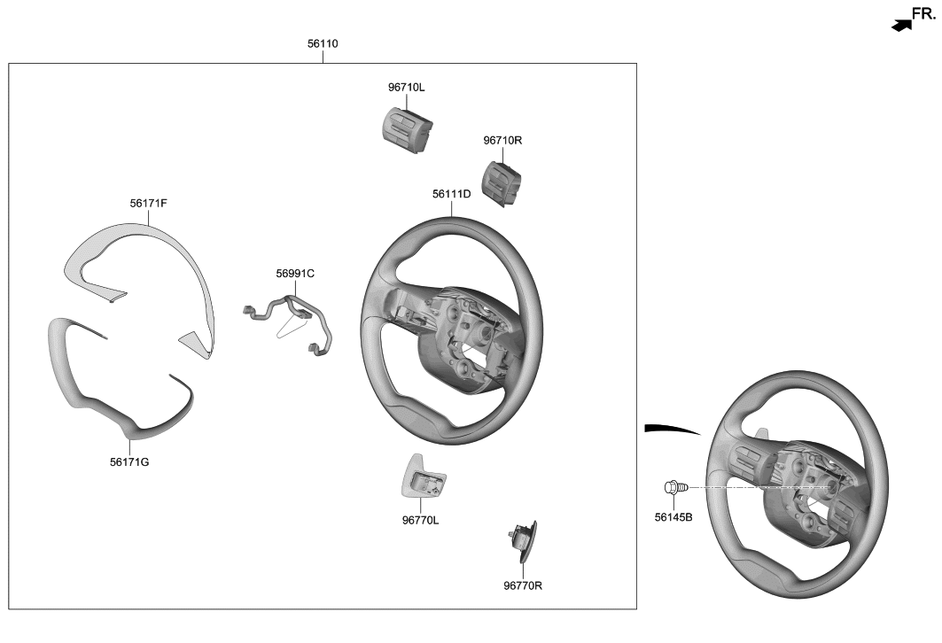 Hyundai 56111-M5000-UUG BODY-STEERING WHEEL