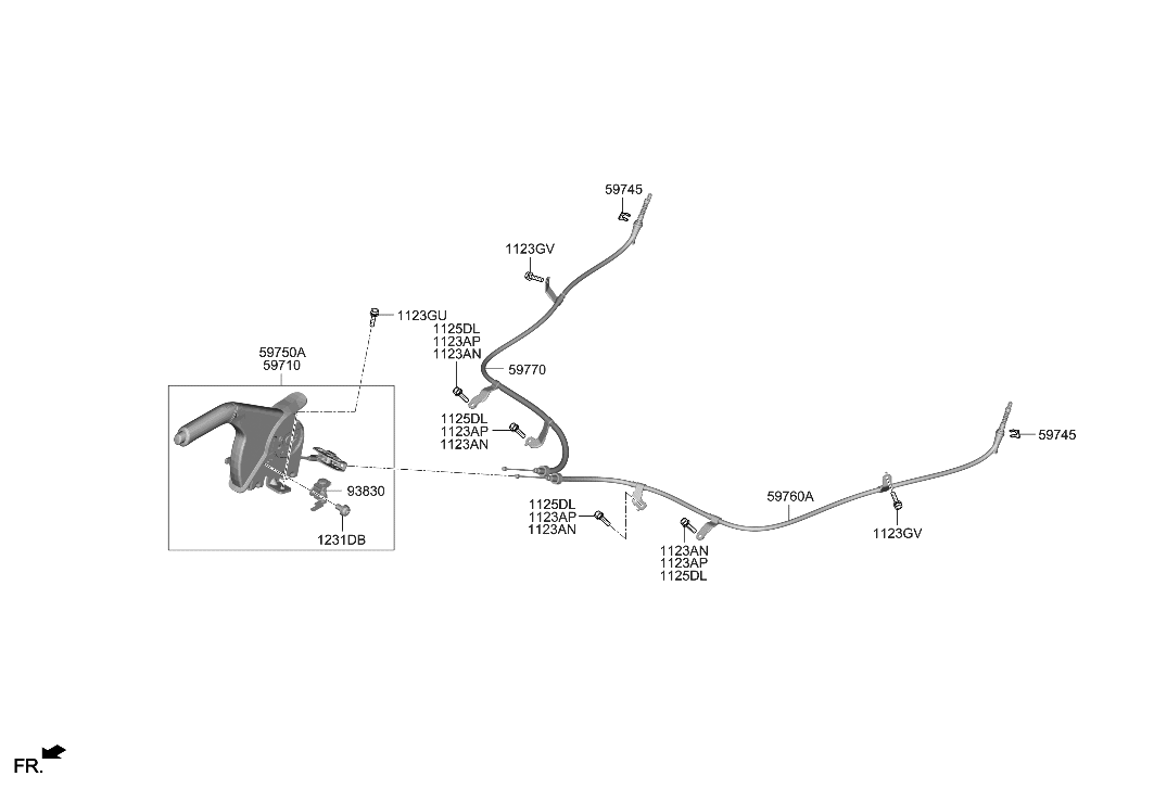 Hyundai 59710-K2000-NNB Lever Assembly-Parking Brake