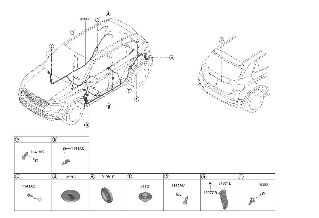 Hyundai 91520-K2160 WIRING ASSY-FLOOR