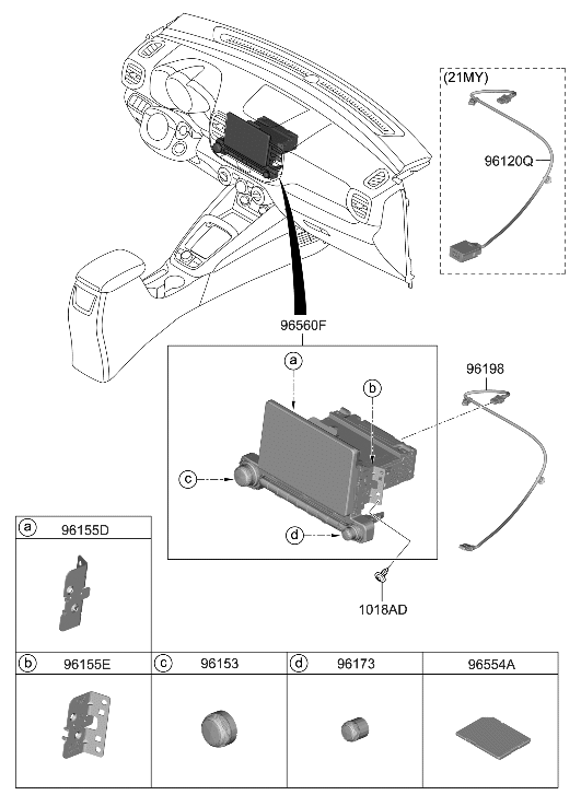 Hyundai 96560-K2150-MDD Head Unit Assembly-Avn