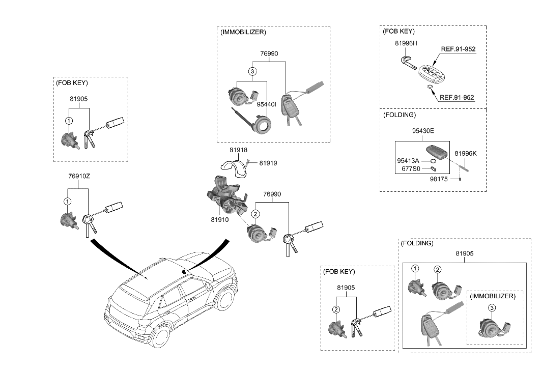 Hyundai 81905-K2080 Lock Key & Cylinder Set