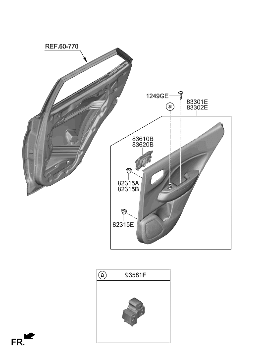 Hyundai 83308-K2020-NFG Panel Assembly-Rear Door Trim,RH