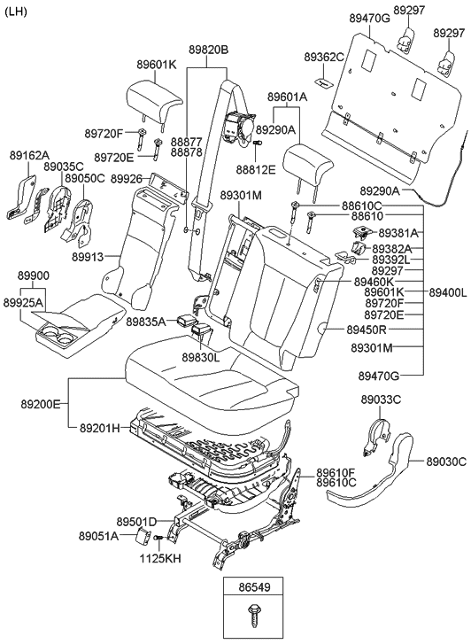 Hyundai 89700-0W630-MKN Headrest Assembly-Rear Center