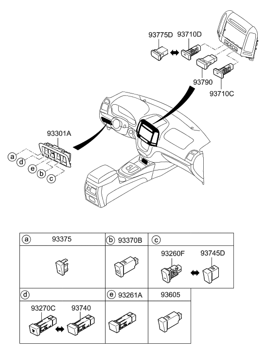 Hyundai 93605-2B015-HZ Switch Assembly-Inverter