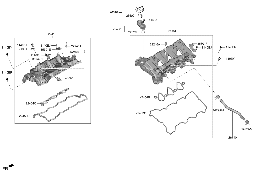 Hyundai 22442-3N301 INNER GASKET-CYL HEAD COVER,RH