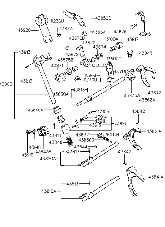 Hyundai 43830-37000 Rail Sub Assembly-Shift(5&R)