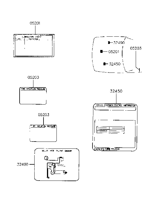 Hyundai 32490-33140 Label-Vacuum Hose Routing