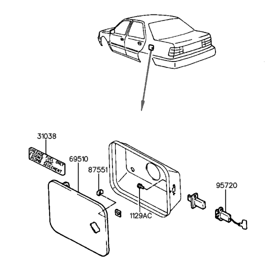 Hyundai 87551-33000 Bumper-Fuel Filler Door Outsidelam