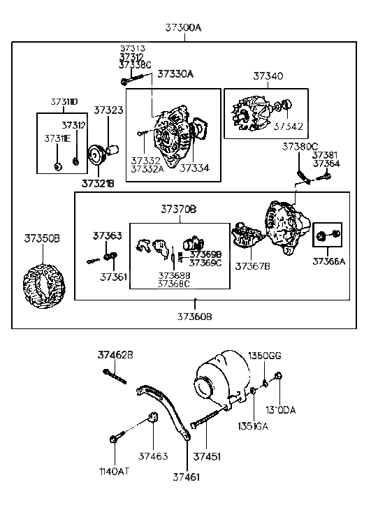 Hyundai 37330-32500 Bracket Assembly-Generator Front