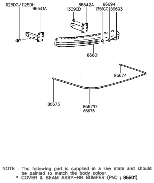 Hyundai 86601-33550 Rear Bumper Cover And Beam Assembly