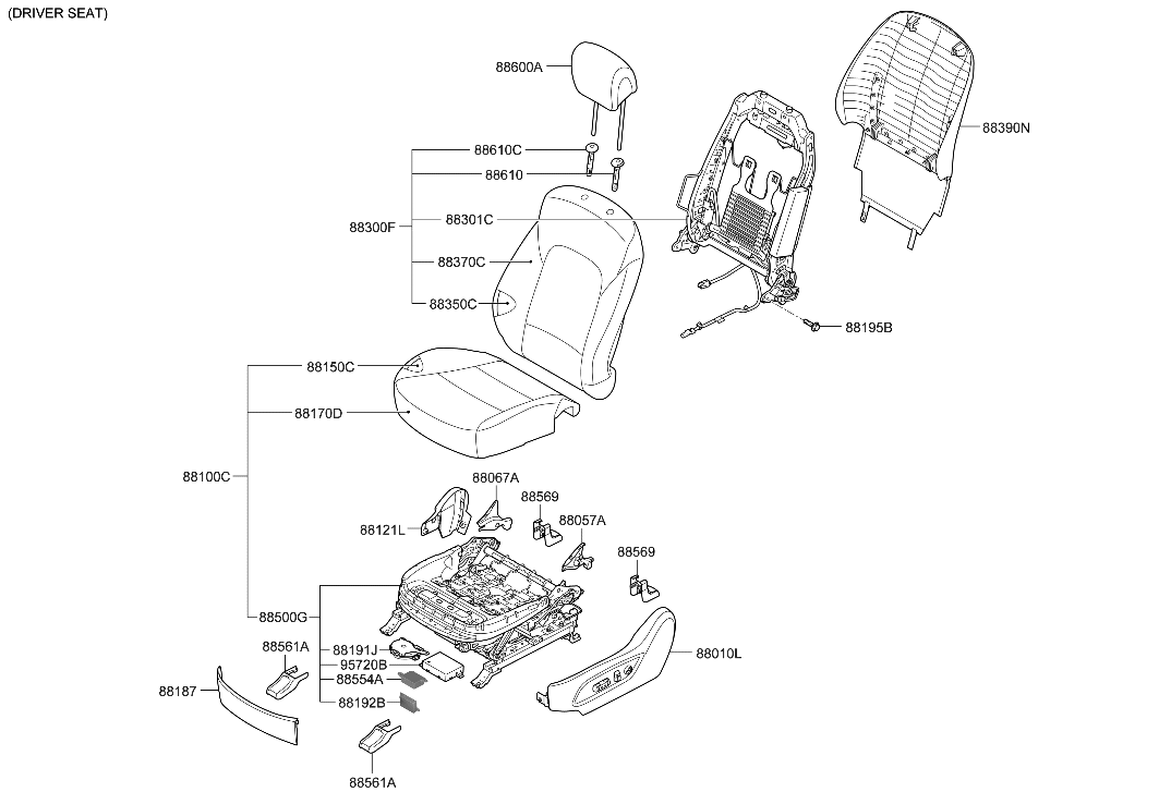 Hyundai 88160-B8520-ZZN Front Driver Side Seat Cushion Covering