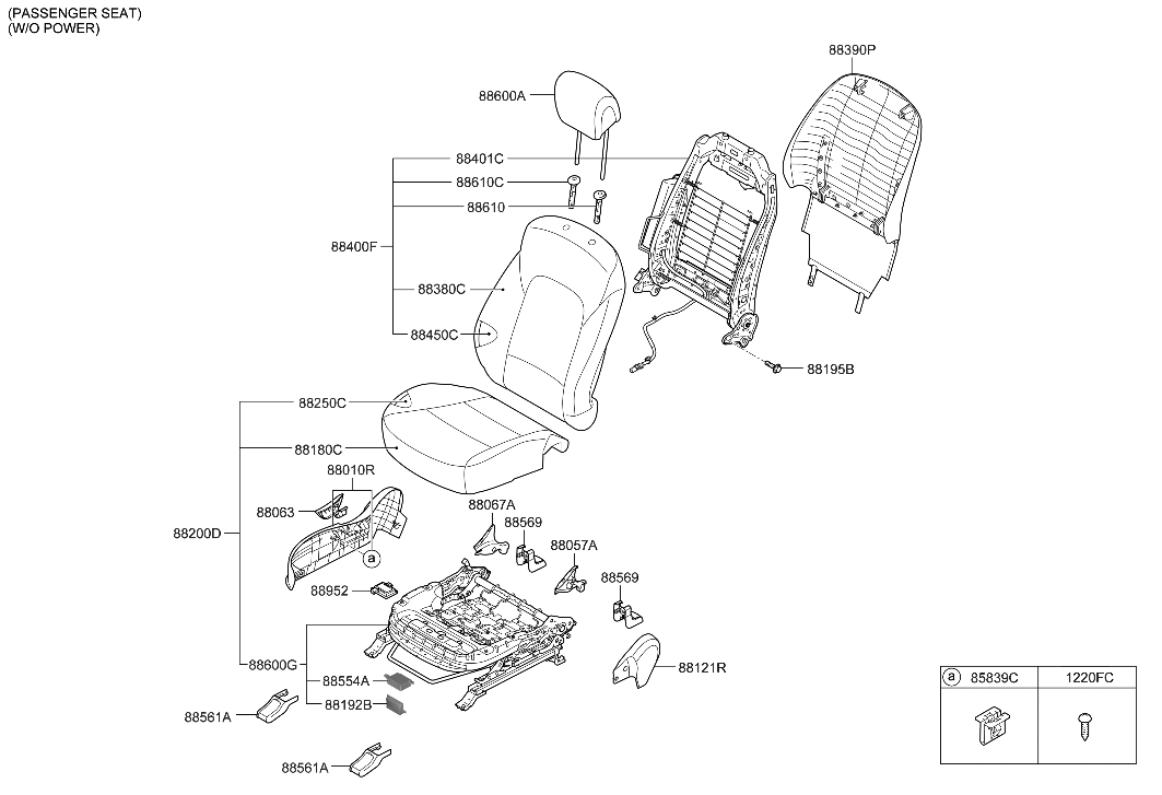 Hyundai 88722-B8000-VGD Guide Assembly-Headrest Without Lever