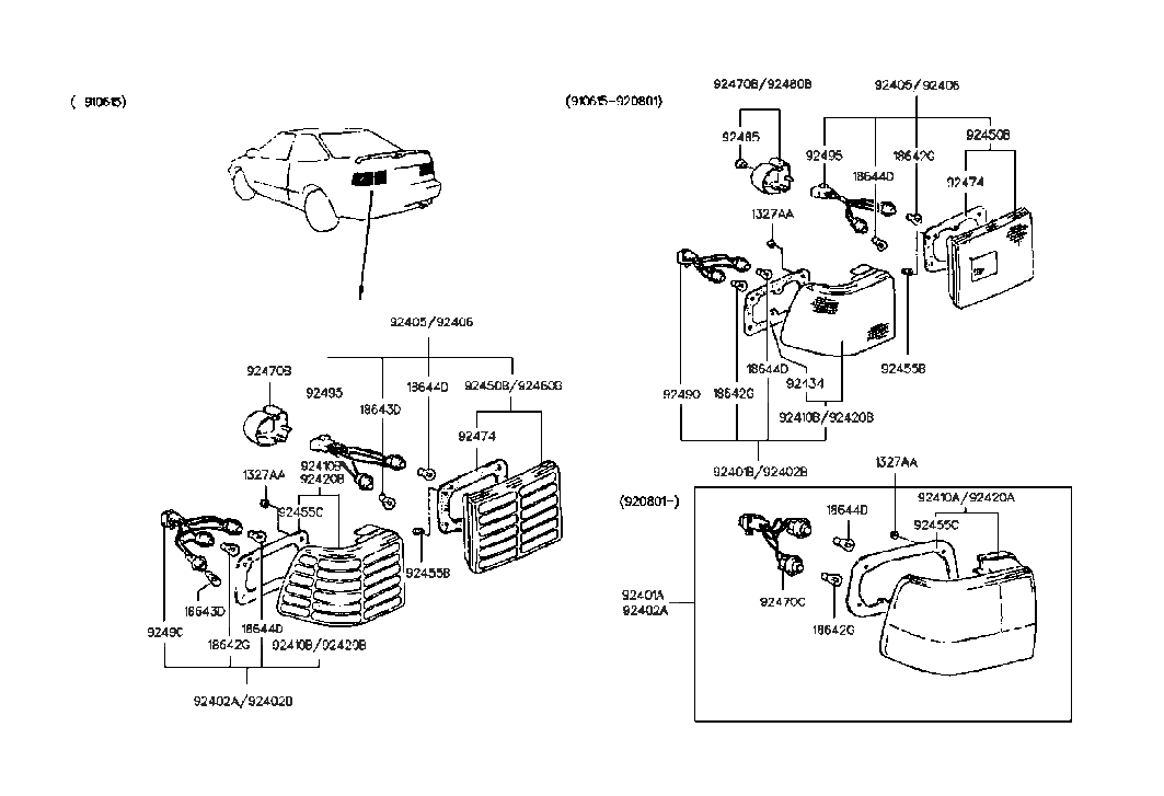 Hyundai 92420-23050 Lens & Housing-Rear Combination Outside Lamp,RH