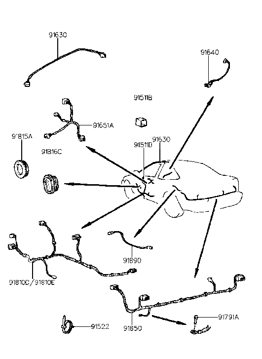 Hyundai 91630-23001 Wiring Assembly-Roof