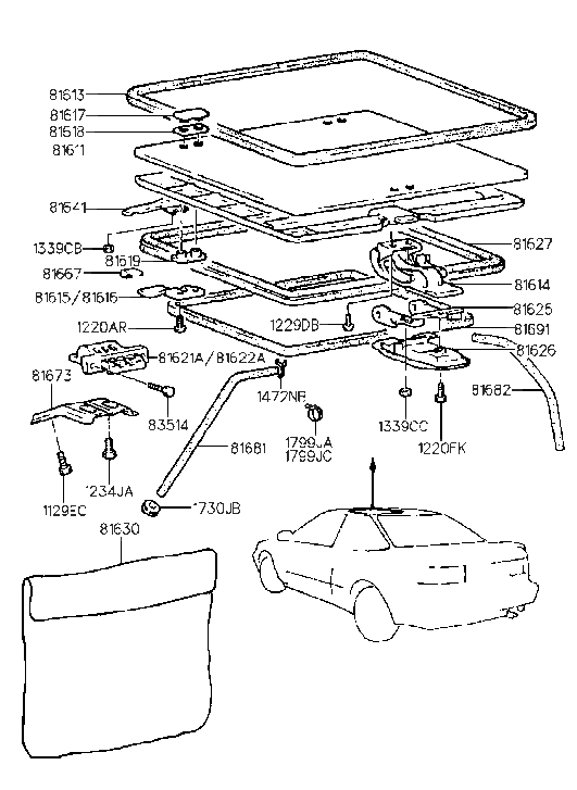 Hyundai 81611-23010 Sunroof Glass