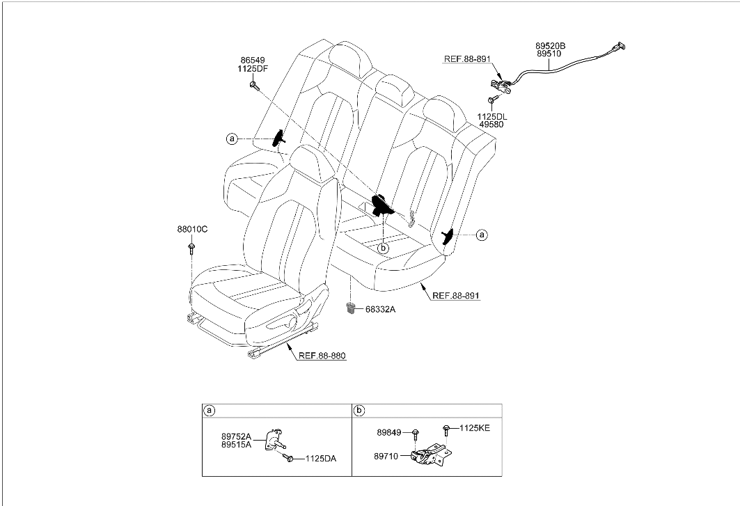 Hyundai 89T10-L1000 Hinge Assembly-Rear Seat Back Side