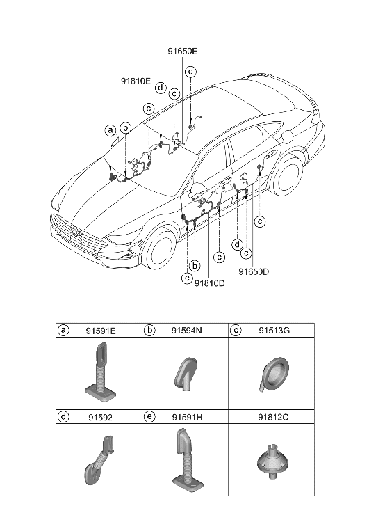 Hyundai 91600-L5190 WIRING ASSY-FR DR(DRIVER)