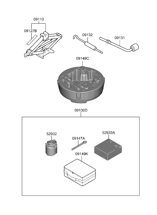 09130L1000 Genuine Hyundai SetTire Mobility Kit & Tool