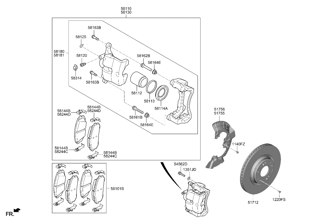 Hyundai 58190-L5A00 CALIPER KIT-BRAKE,RH