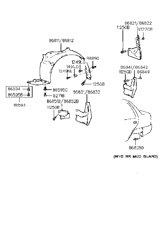 Hyundai 86852-34000 Guard Assembly-Front Wheel Under,R