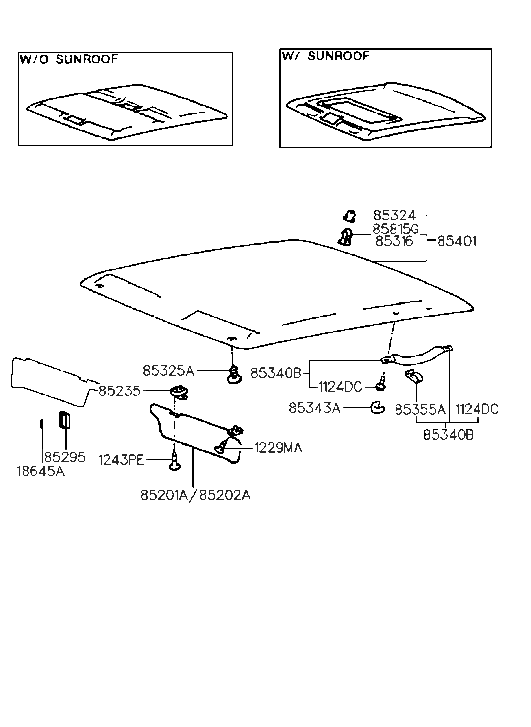 Hyundai 85202-34492-DI Sun Visor Assembly, Right